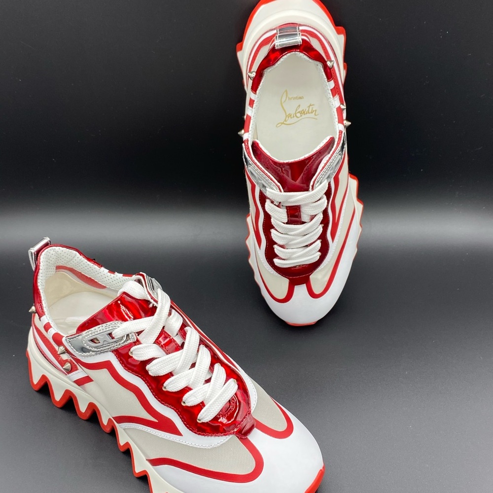 Christian Louboutin White and Red Women’s Sneakers - Picture 2 of 7
